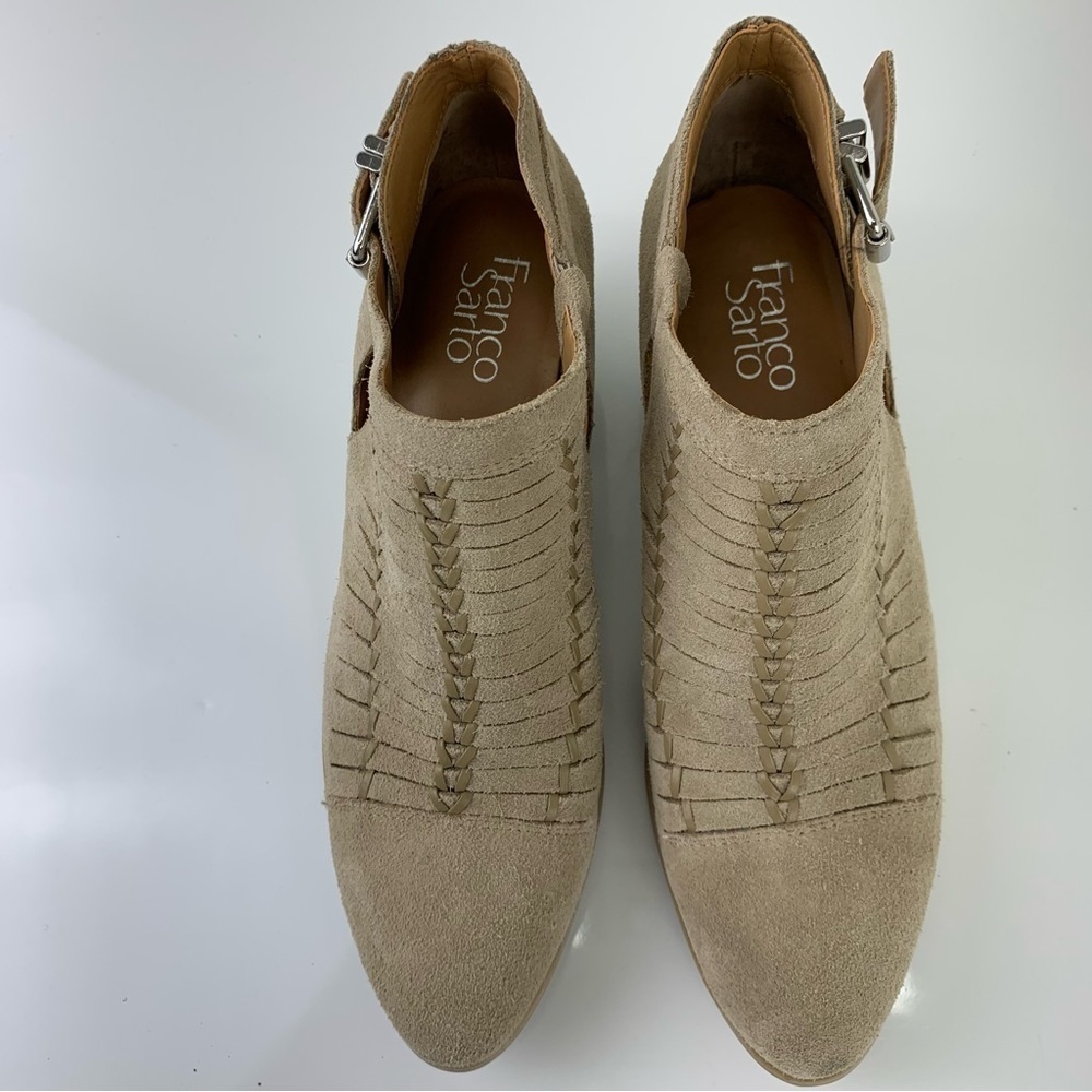 FRANCO SARTO suede ankle Boots 8 Beige woven boho cowgirl western  Great Seppia - Picture 4 of 11